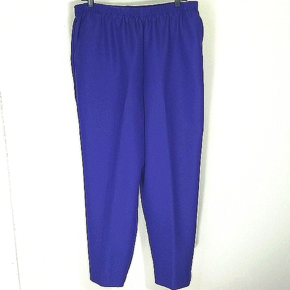 Dress Pants high waist rise straight leg stretch pockets Purple Comfortable EUC